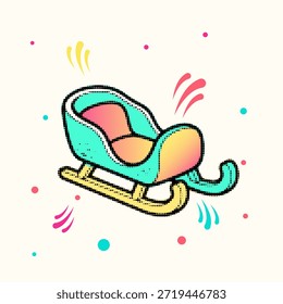 Meio-tom pop art estilo ponto natal santa sleigh com gradientes coloridos vetor ilustração