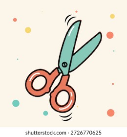 Icono de tijeras abiertas de estilo de punto de arte pop de medio tono para manualidades y útiles escolares Ilustración vectorial