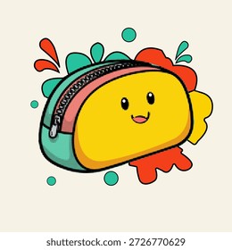 Halftone pop art dot style cute character bag icon for school and travel supplies vector illustration