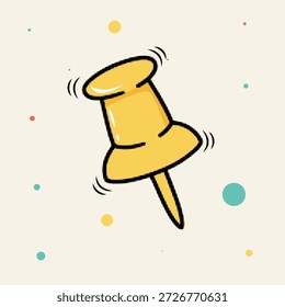 Halbton Pop Art Dot-Stil gelben Push-Pin-Symbol für Büro Hinweis Board liefert Vektorgrafik