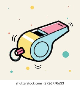 Meio-tom pop art estilo ponto esporte assobio ícone para árbitro e coaching sinais vetor ilustração