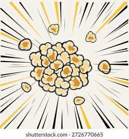 Halbton Pop Art Dot Style Explosion Popcorn Symbol für Film und Kino Snack Konzepte Vektorgrafik