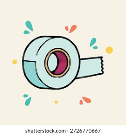 Meio-tom pop art estilo ponto fita adesiva rolo ícone para escritório e reparação suprimentos ilustração vetor