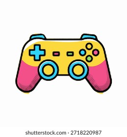 Halftone Pop Art Dot Videospiel Controller Gamepad mit Tasten und Joystick für Gamer, Vektorgrafik