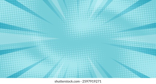 Halftone Pop Art Style Star Explosion Pattern Cartoon Background, Vintage Tone Light Effect Vector illustration wow banner with gradient design
