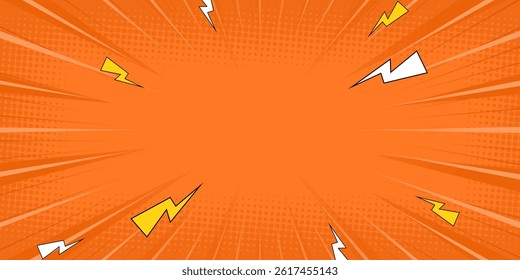 Halftone Pop Art Style Star Explosion Pattern Cartoon Background, Vintage Tone Light Effect Vector illustration wow banner with gradient design
