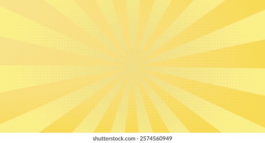 Halftone Pop Art Style Starburst Pattern Cartoon Background Vintage tone light effect. Vector illustration wow gradient design banner
