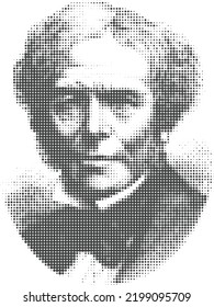 Halftone Portrait Of Michael Faraday Using Dots