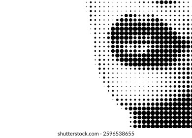 Halftone Portrait with Stylized Lips in Black and White