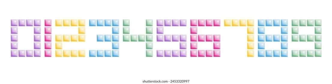 Halftone print dots textured geometric numbers set