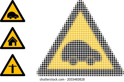 Halftone private car warning. Dotted private car warning made with small round elements. Vector illustration of private car warning icon on a white background. Halftone array contains round points.