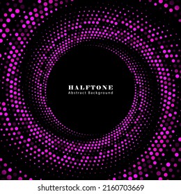 Halftone purple circular dotted background. Technological ring with dots.