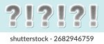 Halftone question mark and exclamation mark trendy collage vector design elements collection in pastel colors