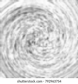 Halftone radial black and white vector pattern