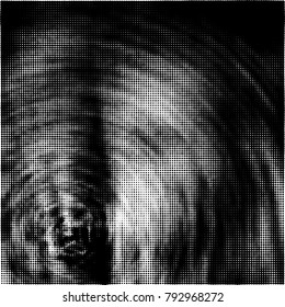 Halftone radial black and white vector pattern