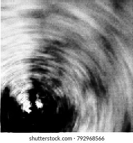 Halftone radial black and white vector pattern