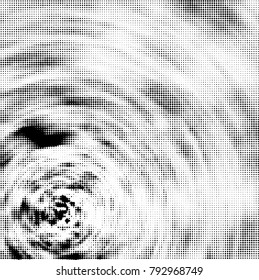 Halftone radial black and white vector pattern