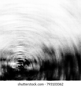 Halftone radial black and white vector pattern