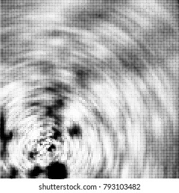 Halftone radial black and white vector pattern