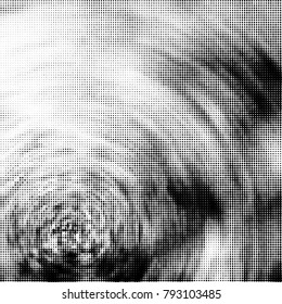 Halftone radial black and white vector pattern