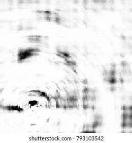 Halftone radial black and white vector pattern