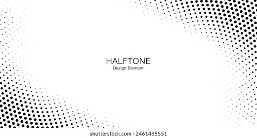 Halftone radial gradient texture. Grunge halftone frame background. White and black sand noise wallpaper. Retro pixelated vector backdrop