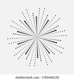 Halftone radial pattern background. Abstract vector dots texture retro background. Abstract halftone design element.