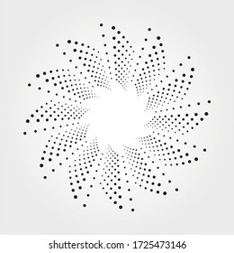 Halftone radial pattern background. Vector dots texture retro background. Abstract halftone design element for multipurpose use. 