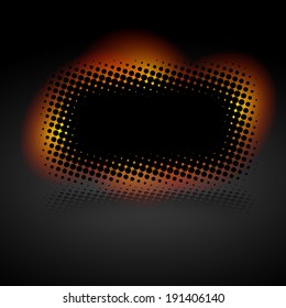 halftone rectangle sign design with glowing light effect around