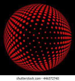 Halftone  red ball on black