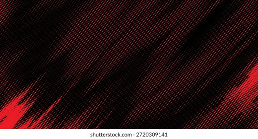 Fondo de textura grunge degradado de patrón de color rojo y negro semitono. Prima por puntos
