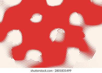 Halftone red-and-white cloud pattern with dotted texture