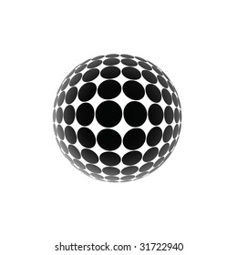 halftone retro party background with disco ball, illustration