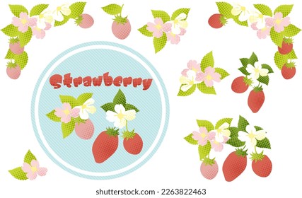 Halftone retro pop taste strawberry design set