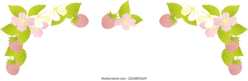 Halftone retro pop taste strawberry frame design set