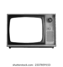 Halftone retro television. Vintage TV of grunge art templates.  Dots texture. Contemporary style.Vector illustration