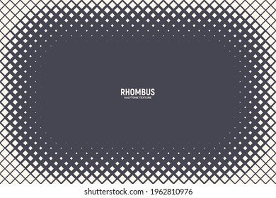 Halftone Rhombus Pattern Frame Vector Abstract Geometric Technology Background. Retro Colored Half Tone Squares Texture. Minimal Style Dynamic Tech Wallpaper