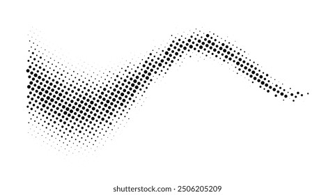 Halftone rhythm black wave. Vector illustration. Halftone circle dots pattern.