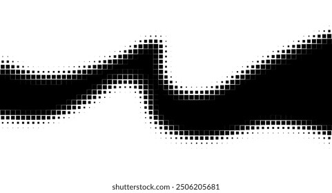 Halftone rhythm black wave. Vector illustration. Halftone square dots pattern.