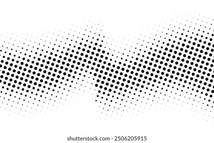 Halftone rhythm black wave. Vector illustration. Halftone circle dots pattern.