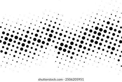 Halftone rhythm black wave. Vector illustration. Halftone circle dots pattern.