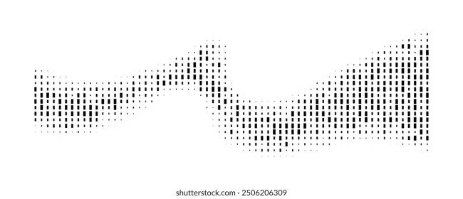 Halftone rhythm black wave. Vector illustration. Halftone line dots pattern. 