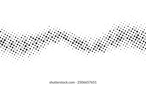 Halftone rhythm black wave. Vector illustration. Halftone circle dots pattern.