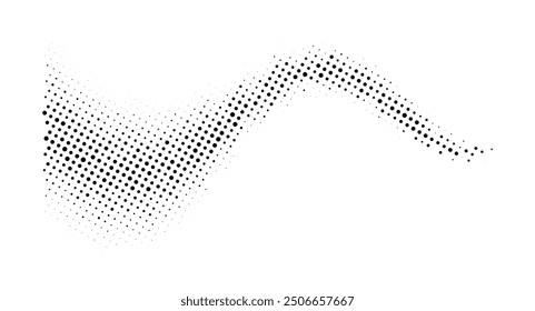 Halftone rhythm black wave. Vector illustration. Halftone circle dots pattern.