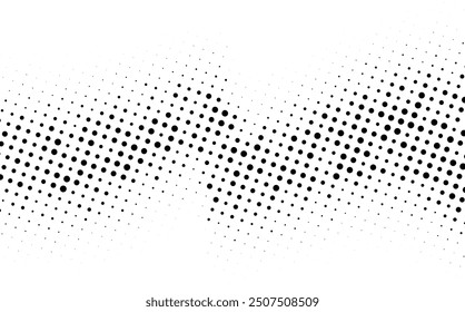 Onda negra de ritmo semitono. Ilustración vectorial. Patrón de puntos de círculo de semitono.