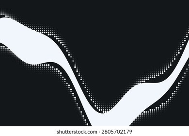 Halftone ribbon pattern with white and black gradient waves blackwhite