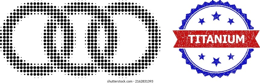 Halftone Ring-Symbol, und bicolor kratzte Titanium Wasserzeichen. Das Halftone Ring Symbol wurde mit kleinen sphärischen Punkten entworfen. Vektorwasserzeichen mit zweifarbigem Hintergrund,