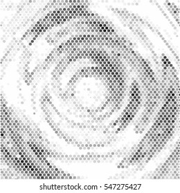 Halftone ripple in water with concentric circles. Spotted swirl abstract halftone vector illustration background