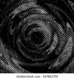 Halftone ripple in water with concentric circles. Spotted swirl abstract halftone vector illustration background