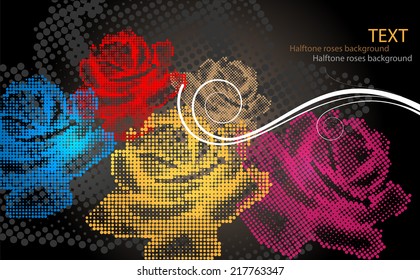 Halftone roses background